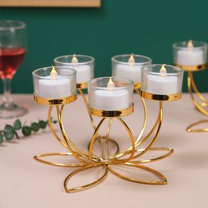 Autres fournitures de fête d'événement Porte-bougeoirs mentaux pour les accessoires de dîner aux chandelles romantiques Décoration de table moderne Chambre de style rétro 230725