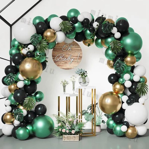 Autres fournitures de fête d'événement Métal Vert Gold Ballon Guirlande Arch Kit Enfants Anniversaire Fête De Mariage Mat Noir Blanc Ballons En Latex Décorations De Douche De Bébé 231005