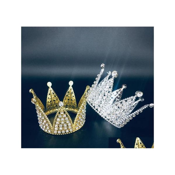 Otros Suministros para fiestas de eventos Metal Pearl Happy Birthday Cake Toppers Shining Mini Crown Cakes Topper Decoración dulce Decoración de la boda Dhltk