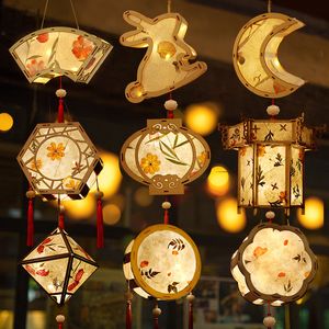 Andere evenementenfeestartikelen Midden Autumn Festival Ancient Paper Lantern Diy Handmade Material Bag Children's Hand Rabbit Lantern Home Decoration Accessories 230425