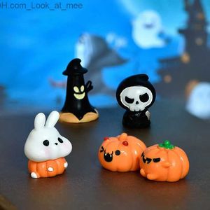 Autres fournitures de fête d'événement Miniature Halloween Figurines Minuscule Mignon Mini Fantôme Citrouille Fée Miniatures Décoration de La Maison DIY Résine Artisanat Q231010