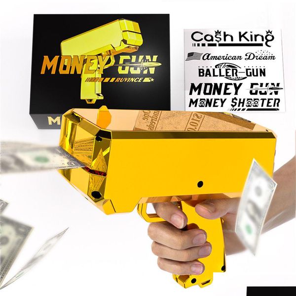 Autres fournitures de fête d'événement Money Gun Shooter Ruvince Toy 18K Real Gold Plating Prop Dollar Cash Cannon Make It Rain For Nightclub Dhrwc