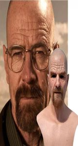 Autre événement Fourniture de fête Film Celebrity Latex Mask Breaking Bad Bad Professor Mr White Costume réaliste Halloween Carnaval Cosp2577465