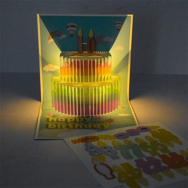 Autres fournitures de fête d'événement Cartes de voeux d'anniversaire musicales Carte-cadeau pop-up 3D avec musique LED 230620