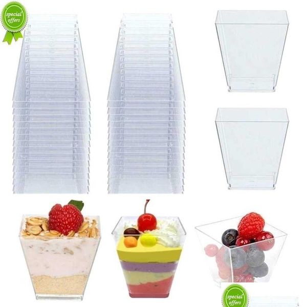 Autres fournitures de fête d'événement Nouveau 25/50 / 100pcs 60ml jetables en plastique dessert tasses anniversaire fête transparente coupe de crème glacée maison Chris Dhpzy