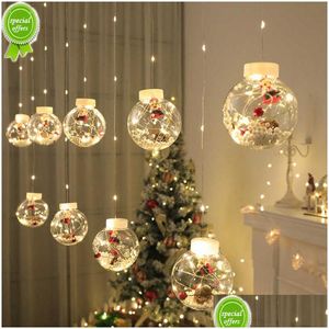 Autres Fournitures De Fête D'événement Nouveau Ing Ball Rideau Lampe Guirlande Lumineuse Led Père Noël Bonhomme De Neige Décoration De Vitrine De Noël Modeli Dh7Xi