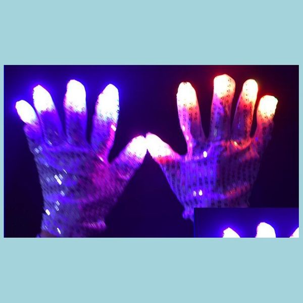 Autres fournitures de fête d'événement Nouveau LED Glow Clignotant Paillettes Gants Danse Doigt Éclairage Mitaines Halloween Performance de Noël Cerf Dhq1x