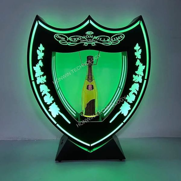 Autres fournitures de fête d'événement NightClub Green Light Glow LED DOM P SHIELD CHAMPAGNE BOUTEILLE PRÉSENTATEUR TEQUILA GLORIFIER NEON BAR SIGN VIP SERVICE 231009