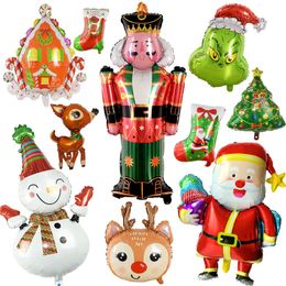 Autres événements Fournitures de fête Noel Christmas Feuille Ballons Casse-Noisette Soldat Santa Gonflable Ballon Navidad Décoration Pour La Maison Arbre De Noël Année 230905