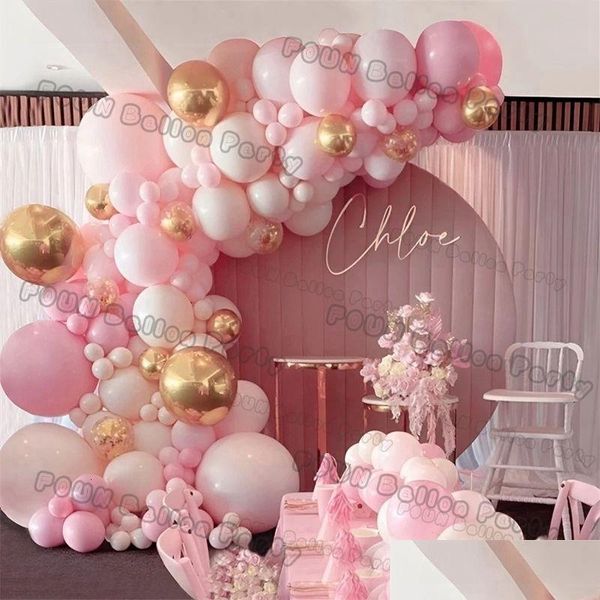 Autres fournitures de fête d'événement Autres fournitures de fête d'événement Kit d'arche de guirlande de ballons roses Décorations d'anniversaire pour enfants en feuille blanche