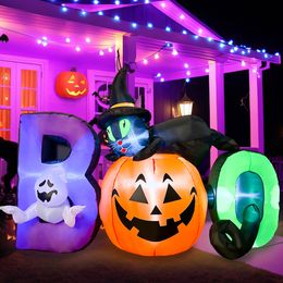 Autres fournitures de fête d'événement Ourwarm 4 pieds de haut Halloween chat noir gonflable avec chapeau de sorcière lumière LED décoration extérieur intérieur vacances 230821