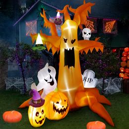Autres fournitures de fête d'événement Ourwarm 8ft Halloween Décorations gonflables Jardin extérieur Arbre effrayant avec fantôme citrouille squelette coup de pierre tombale 230907