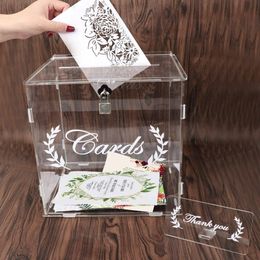 Andere evenementenfeestje levert onze warm Clear Acryl Wedding Card Box met vergrendeling en bord voor receptie Beveiligingsgeld Verjaardag Baby Shower 221020