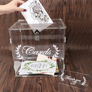 Otros suministros para fiestas de eventos OurWarm Caja de tarjeta de boda de acrílico transparente con candado y letrero para recepción Seguridad Dinero Cumpleaños Baby Shower 221020