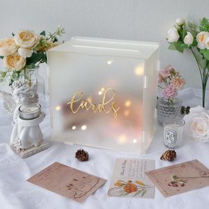 Autres fournitures de fête d'événement OurWarm Boîte de carte de mariage en acrylique givré avec guirlande lumineuse Grand cadeau pour l'obtention du diplôme de réception 230822