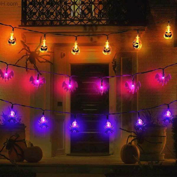 Otros suministros para fiestas de eventos Decoraciones de Halloween al aire libre Luces 10/20 LED Calabaza Araña Murciélago Cráneo Luz de cadena Funciona con pilas para la fiesta de Halloween en interiores Q231010