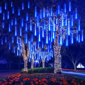 Autres fournitures de fête d'événement Lumières de pluie de météores à LED en plein air LED Guirlande de rue Guirlande lumineuse étanche pour les décorations de vacances de jardin de fête de Noël 231017