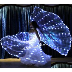 Otro evento Suministros para fiestas P01 Baile de salón LED Capa dividida Alas blancas Bellydance Etapa Disfraces luminosos Realizar vestidos Vestido B DHJKB