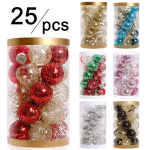 Autres fournitures de fête d'événement Ornements de boule de Noël peints 25pcs Décorations de Noël 6 cm de diamètre Boules suspendues de vacances incassables 230825