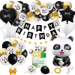Autres fournitures de fête d'événement Panda Anniversaire Ballons Décorations de fête pour enfants Enfants Baby Shower Sexe Révéler Fournitures avec Joyeux anniversaire Bannière Panda 230923