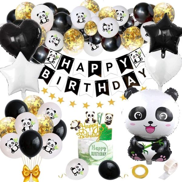 Autres Fournitures De Fête D'événement Panda Anniversaire Ballons Décorations Pour Enfants Enfants Baby Shower Sexe Révéler Avec Happy Banner 230221