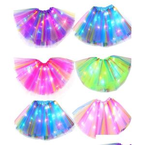 Autres fournitures de fête d'événement Partie Rated Mode Filles Tissu Femmes Stage Performance Robe LED Tutu Jupe Lumineux Star Jupes5442905 Dh7Vi