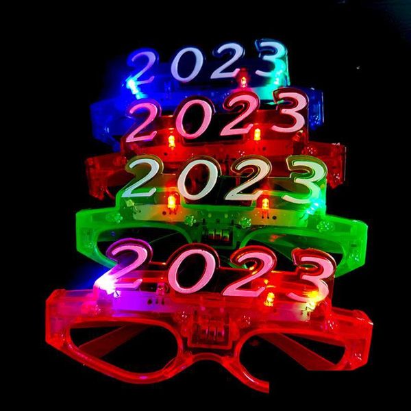 Otro evento Suministros para fiestas Decoración para fiestas Led Light Up 2023 Gafas que brillan intensamente Anteojos intermitentes Rave Glow Shutter Shades Eyewear para DHLF1