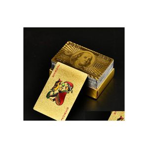 Andere evenementenfeestje Party Party Gold Foly Playing Cards Home Entertainment Board Game Kwaliteit Waterdichte Plastic Magic Poker Card DHXC2