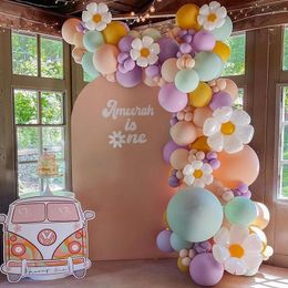 Autres fournitures de fête d'événement Ballons pastel Arch Kit Daisy Flower Balloon Garland Kid Bride Premier anniversaire Décoration Baby Shower Mariage 230919