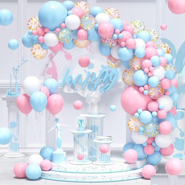 Autres fournitures de fête d'événement Pastel Rose Bleu Ballons Arch Garland Kit Garçons Filles Sexe Révéler Baby Shower Ballon Décorations Birt Ot0Zo