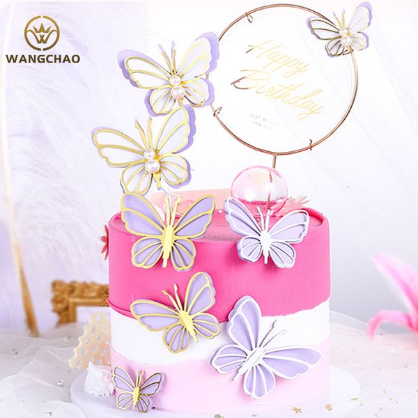 Autre événement fête fournitures perle papillon gâteau Topper joyeux anniversaire mariage romantique bébé douche cuisson décoration faveurs 230428