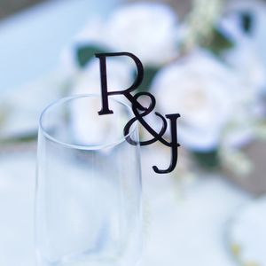 Autres fournitures de fête d'événement Nom personnalisé personnalisé Acrylique Boisson Agitateur Alternative Verre Initiales Étiquettes de mariage 230724