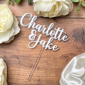 Otros suministros para fiestas de eventos Topper de pastel personalizado Mr Mrs First Name Acrílico Cake Topper Boda de doble capa Custom Modern Wedding Cake Toppers 230615