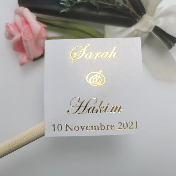 Autres Fournitures De Fête D'événement Personnalisé Véritable Feuille Or Brillant Autocollants Personnalisés Étiquettes De Mariage Baptême Anniversaire Effacer 100 Pcs 230701