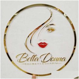 Autres fournitures de fête d'événement Nom de la boutique de beauté personnalisée Miroir personnalisé Gold Acrylique Baby Shower Sign Decor 230907 Drop de Homefavor DHBDI