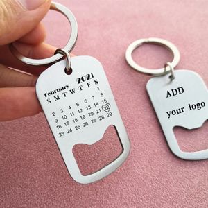 Andere evenementen Feestartikelen Gepersonaliseerde flesopener Aangepaste kalender Naam Datum Bierfles Open Sleutelhanger/sleutelhanger Feest Bruiloft Gunst Geschenken Souvenirs 231202