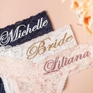 Otro evento Suministros Partidos Personalizados Personalizados Cordón de cordón Tanga Brida Panty Regalos de boda de luna de miel Dama de honor de la luna de miel