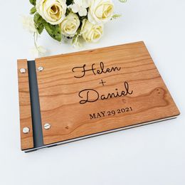 Otros suministros para fiestas de eventos Signo de libro de visitas personalizado para boda Memoria rústica personalizada Firmas de invitados de madera Libro Álbum Bautismo Mariage Decoración 230907