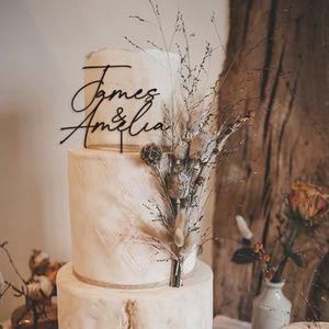 Autres fournitures de fête d'événement Topper de gâteau de mariage personnalisé Topper de gâteau de nom de famille personnalisé pour le mariage de mariage rustique Mr et Mrs Cake Topper 230828