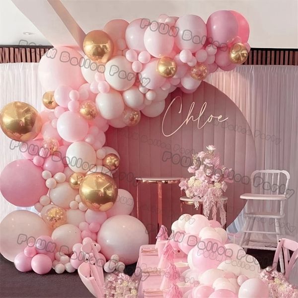 Autres fournitures de fête d'événement rose ballon guirlande arche Kit décorations d'anniversaire enfants feuille or blanc décor de mariage bébé douche Globos 230522