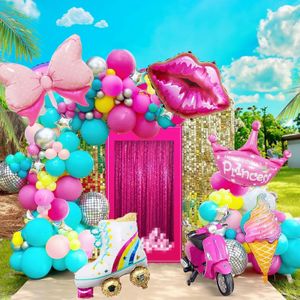 Autres événements Fournitures de fête Rose Rose Red Disco Bow Aluminium Die Balon Garland Arch Kit Girls Baby Shower Marrie Bachelorette Decoration 230812