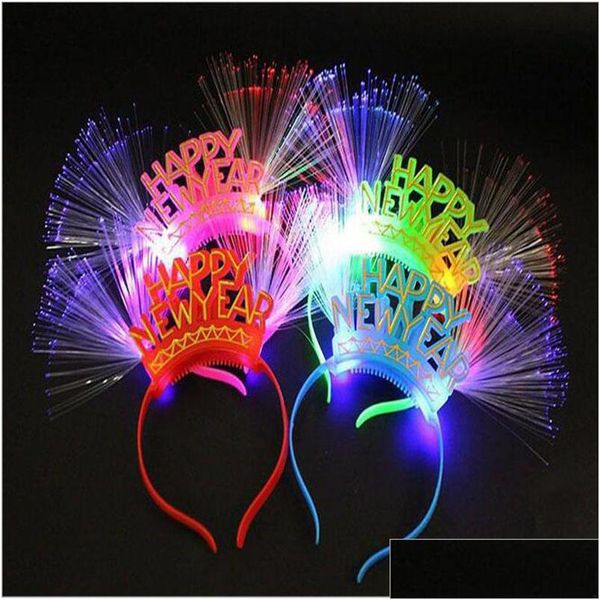 Autres événements Fournitures de fête Plastique Colorf Bonne année Électrique Light Up Glowing Hair Band Enfants Adts Jouets Lumineux Accessoires C Dhct1