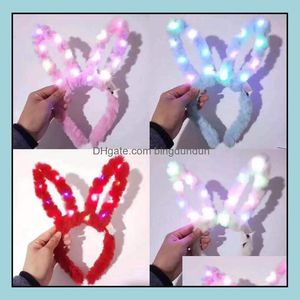 Autres événements Fournitures de fête Peluche Peluche LED Lapin Hairband Shine Cat Oreille Corne Couronne Belle Pâques Cerceau De Cheveux Flash De Lapin De Lumière Dhhrl