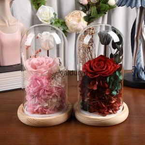 Autres fournitures de fête d'événement Fleur de rose préservée illumine une vraie rose éternelle dans un dôme de verre pour maman, petite amie, épouse, grand-mère, cadeaux d'anniversaire de la Saint-Valentin