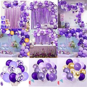 Autres fournitures de fête d'événement Kit de guirlande de ballons violets Ensemble de confettis métalliques chromés pour les décorations de mariage, d'anniversaire et de remise des diplômes 230821