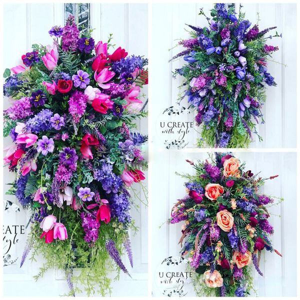 Autres fournitures de fête d'événement Guirlande de tulipes pourpres Lilas Hyacinthe Hortensia Coloré Printemps Été Porte d'entrée Ornements suspendus Décoration d'intérieur Swag 230707