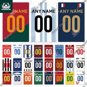 Autres fournitures de fête d'événement Putuo Decor Plaque personnalisée Nom Numéro Football Tin Metal Sign Affiche d'art mural personnalisé pour Man Cave Home Bar Club Decor 230712