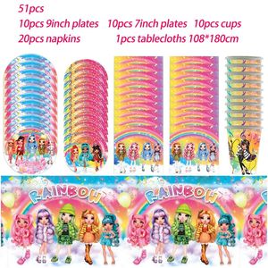 Andere evenementen Feestartikelen Rainbow High Doll Verjaardagsfeestje Decoratie Prinses Meisje Rainbow Doll Ballon Servies Banner Feestartikelen Kinderspeelgoed 231017