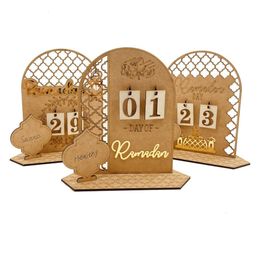 Andere evenementenfeestjes Ramadan Countdown -kalender Eid Mubarak Wooden ornament 2023 Ramadan Decoratie voor Home Islam Muslim Party Decor Ramadan Kareem 230522