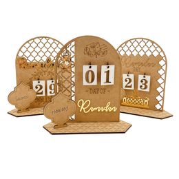 Andere evenementenfeestjes Ramadan Countdown -kalender houten Eid Mubarak ornament Kareem Decoratie voor huis islamitisch moslimdecor al adha 230422